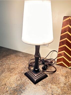 Classic White Shade Table Lamp with Dark Bronze Base